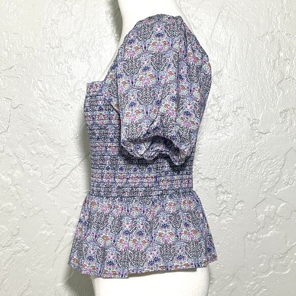 J CREW SMOCKED SQUARE-NECK ORGANIC COTTON LIBERTY PRINT SZ M - Picture 5 of 9